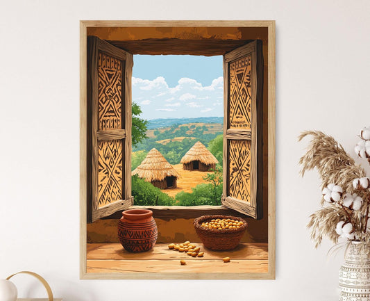 Affiche Fenêtre en Bois Minna – Poster avec Motifs Nupe du Nigeria