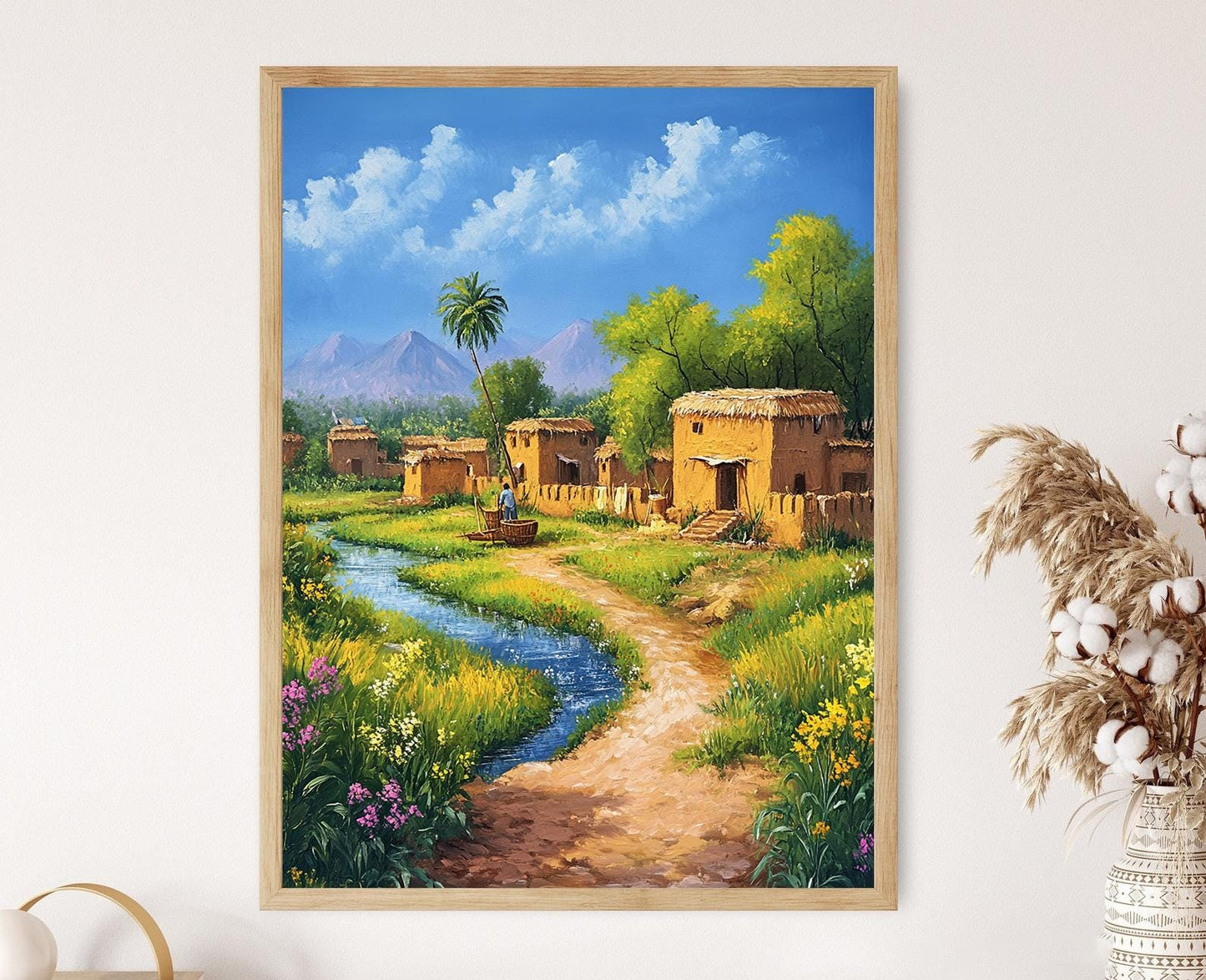 Affiche Village Punjabi – Impression Art, Paysage Rural, Maisons Traditionnelles