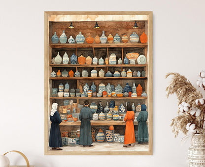 Affiche Marché de Pottery Syrienne – Poster Décor Culturel Moyen-Oriental