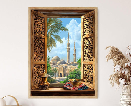 Affiche de Sculptures Historiques de Damas – Poster Art Syrien Traditionnel