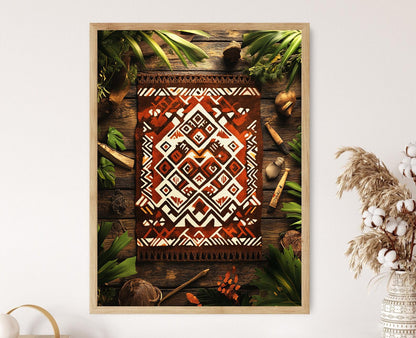 Affiche Kapa Hawaïenne – Poster Art Polynésien Géométrique