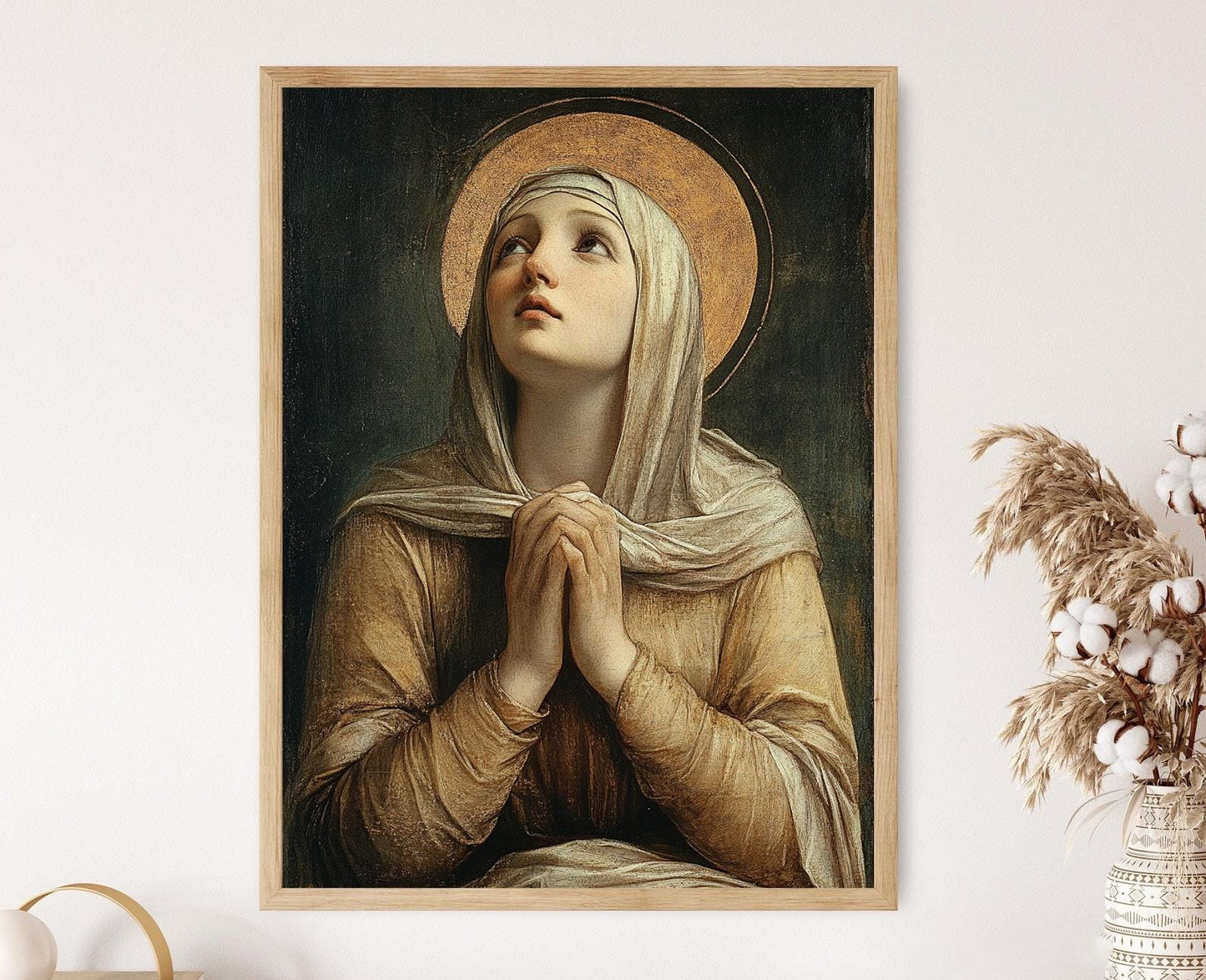 Affiche Sainte Catherine de Sienne en Prière – Art Sacré Médiéval