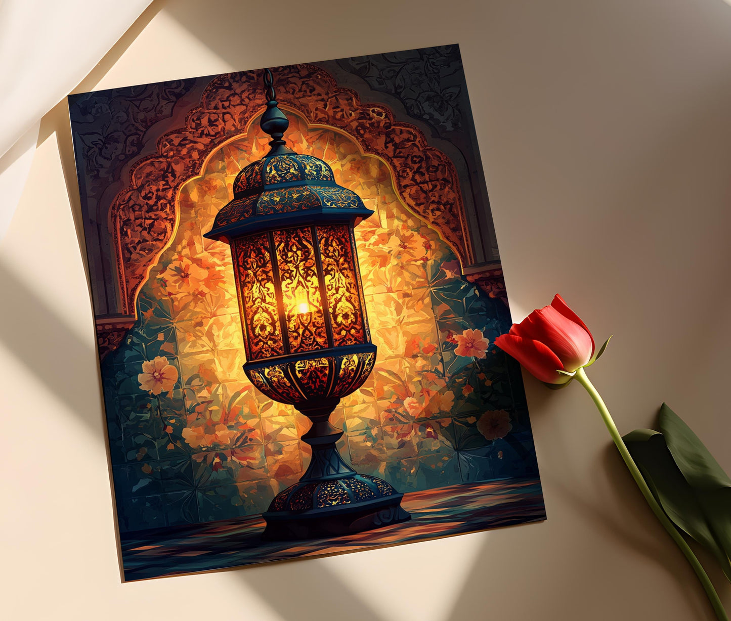 Affiche Calligraphie Islamique – Poster Décor Floral Traditionnel