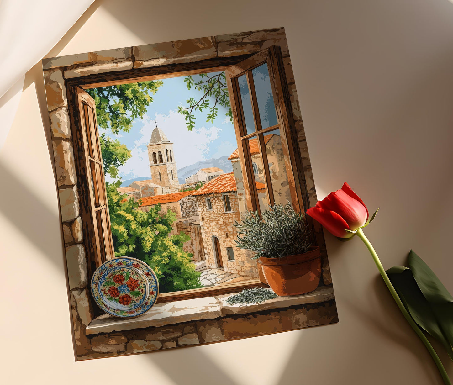 Affiche Église de Bethléem – Art mural en bois traditionnel