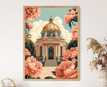 Affiche Art Nouveau de Vienne – Poster Doré, Jardin de Pivoines