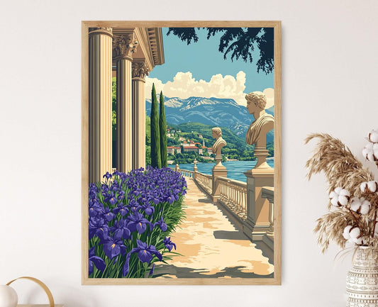 Affiche Palais néoclassique de Budapest – Poster avec iris et bustes en marbre