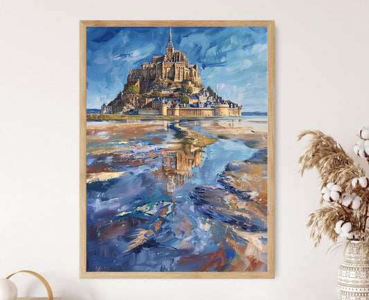 Affiche Mont Saint-Michel – Poster de l'abbaye médiévale et les eaux marines