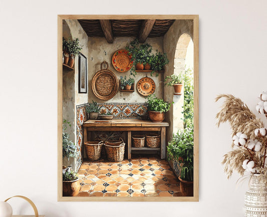 Affiche Art de Cuisine Pakistanaise – Poster Décor Charpai et Panier Tissé