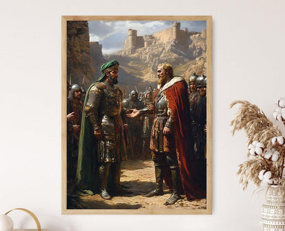 Affiche Saladin et Richard Cœur de Lion – Art médiéval sur la Troisième Croisade