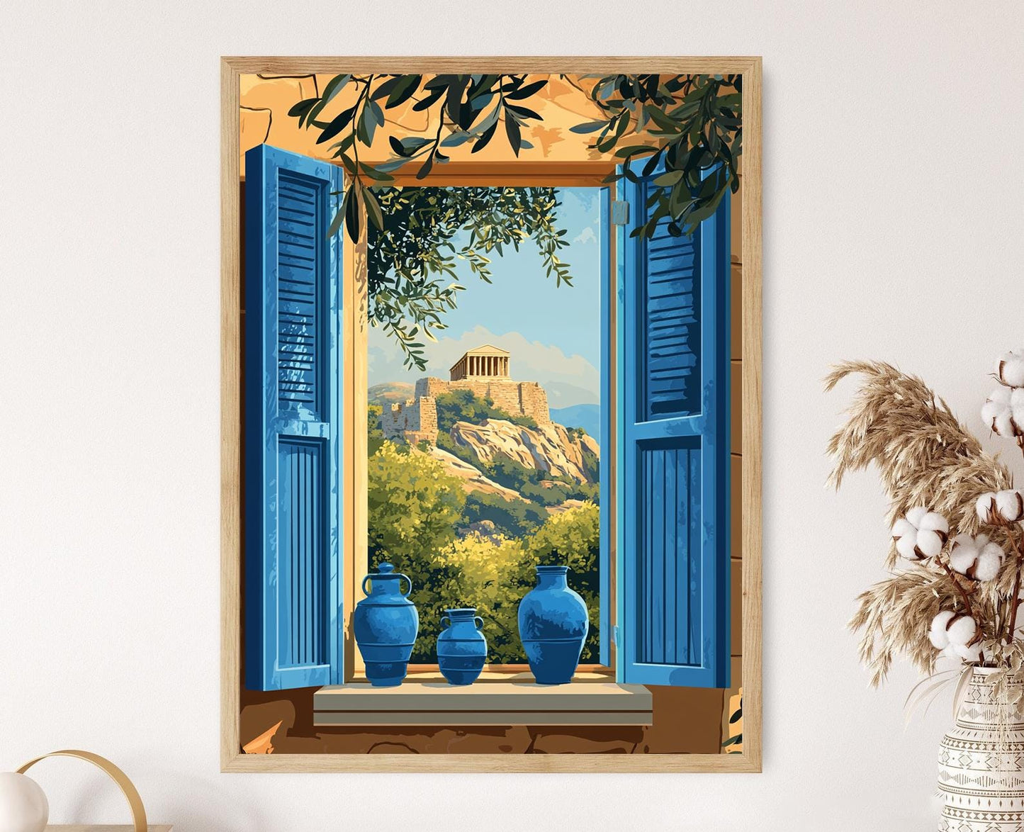 Affiche Temple d'Apollon – Vue de fenêtre grecque, art mural sacré