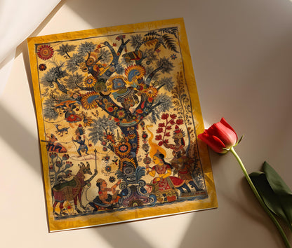 Affiche Kalamkari – Impression Artiste Indienne Bohème pour Décor Murale