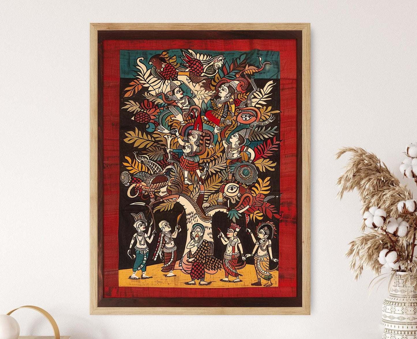 Affiche Kalamkari Artisanale – Œuvre d'art ethnique, cadeau d'anniversaire