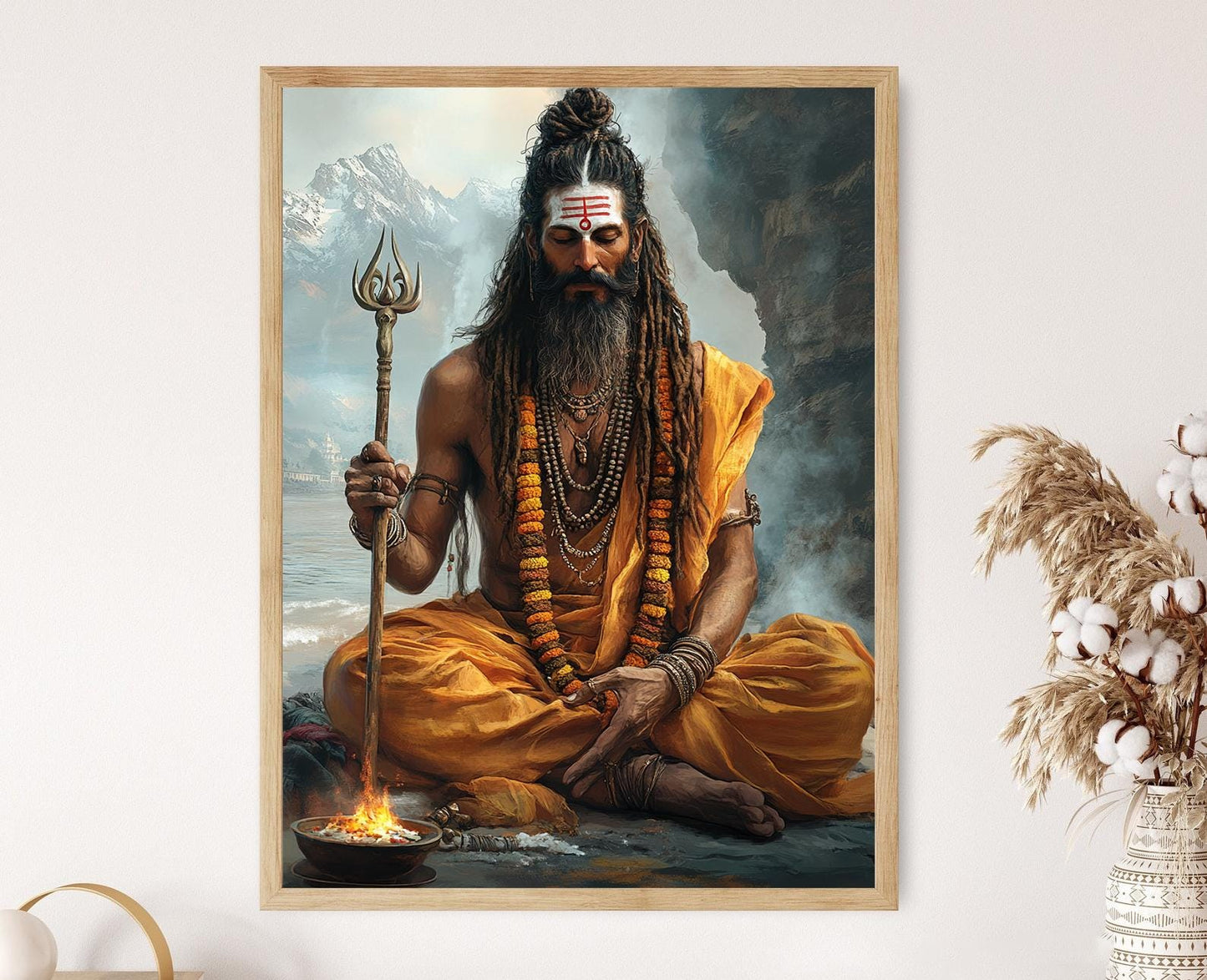 Affiche Sadhu Hindou – Illustration Mystique de Moine en Méditation