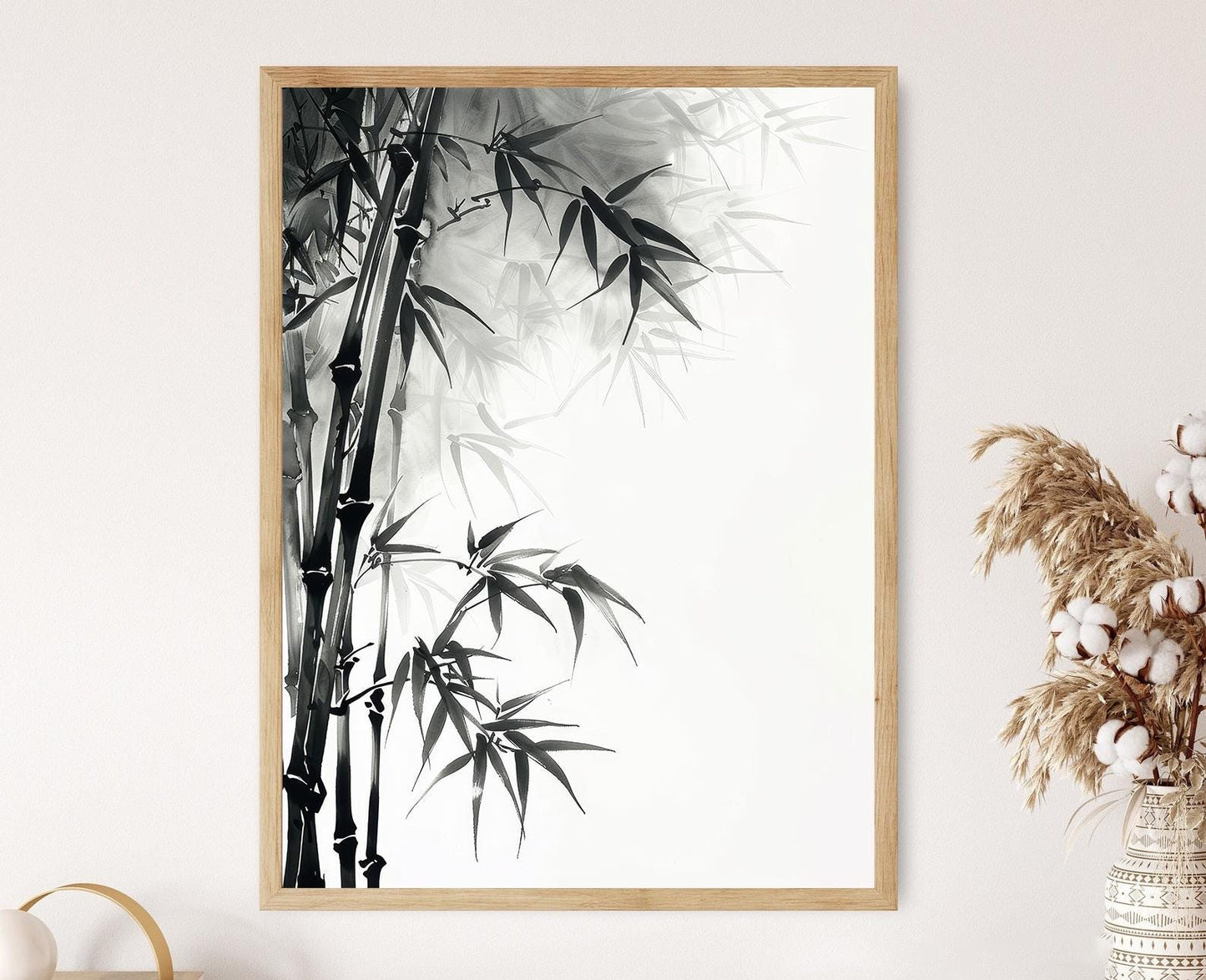 Affiche Sumi-e – Impression d'arbre en bambou, art mural élégant