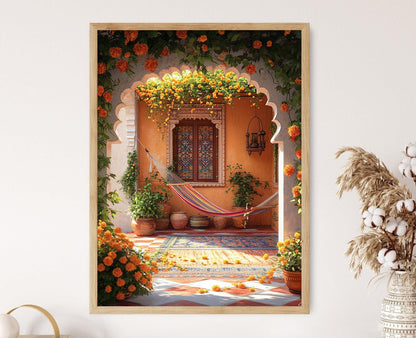 Affiche Patrimoine Rajasthani – Poster Décor Jharokha Élégant