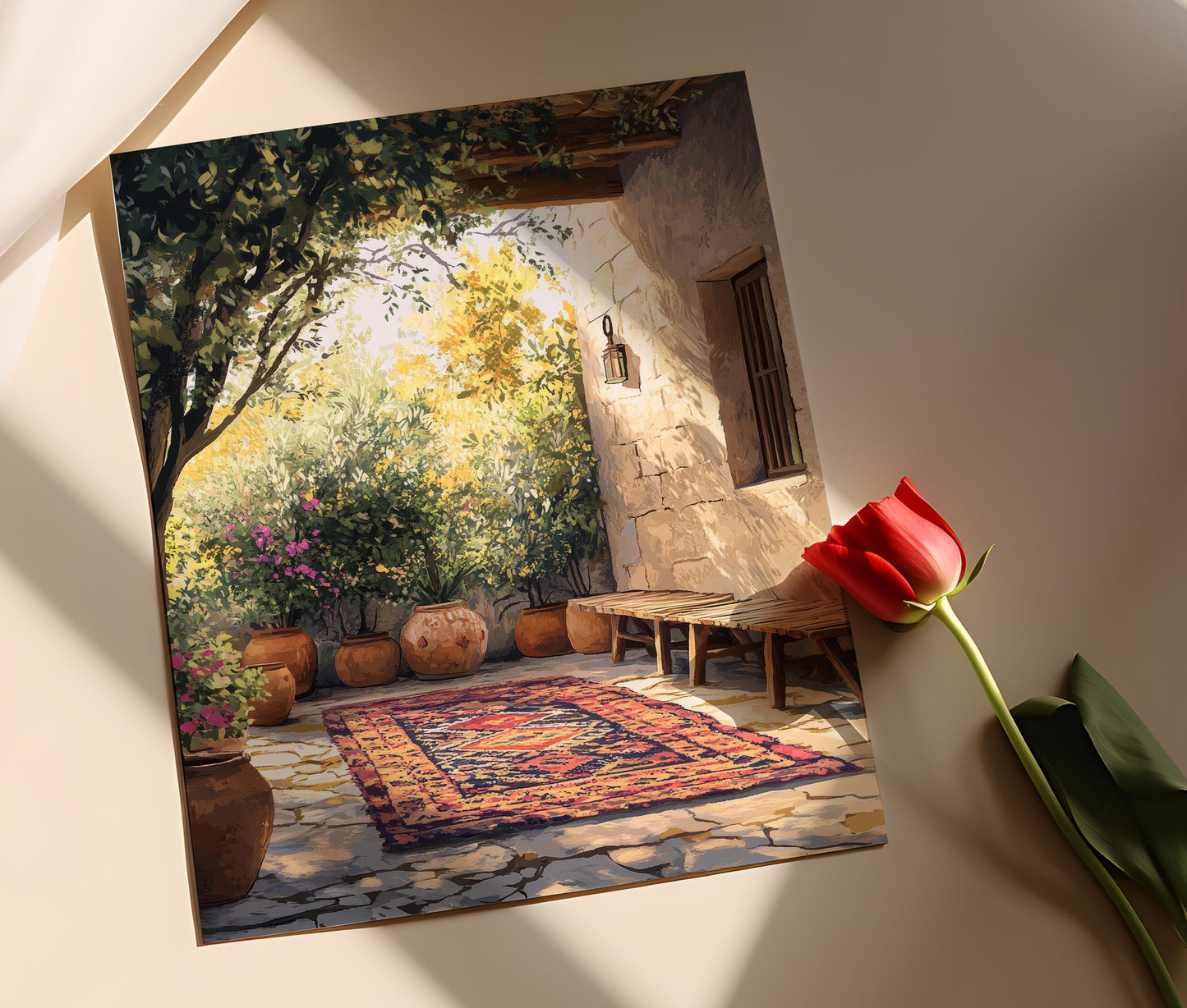 Affiche Art Kurde – Poster Tapis Kilim Traditionnel Rustique