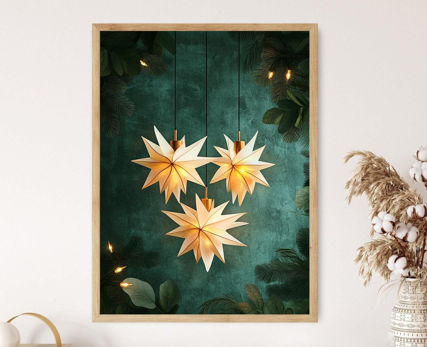 Affiche Minimaliste Blanc – Poster Art Parol avec Étoiles Filipino