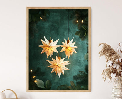 Affiche Minimaliste Blanc – Poster Art Parol avec Étoiles Filipino