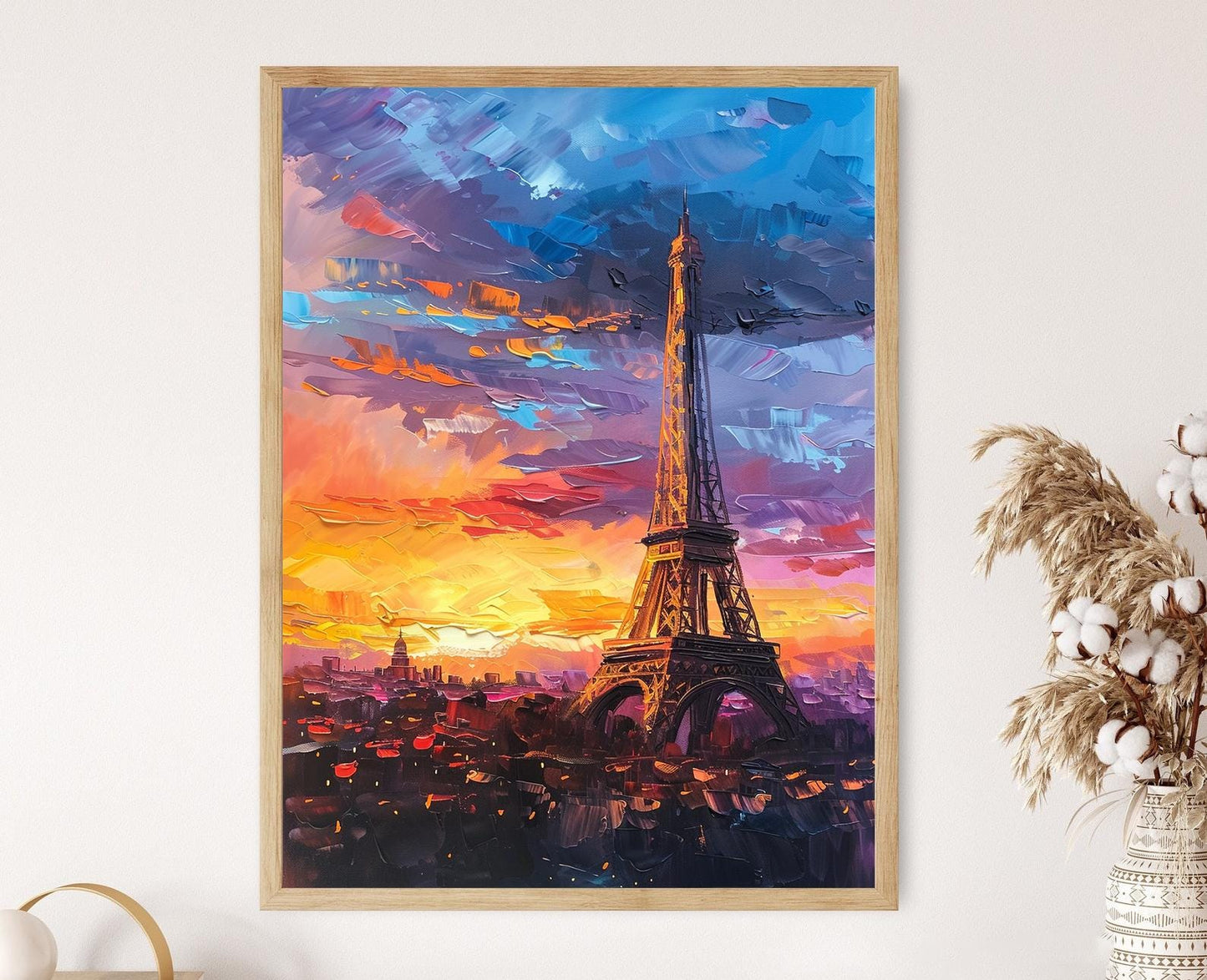 Affiche Paris – Poster Peinture Tour Eiffel au coucher de soleil