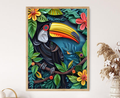Affiche Toucan à Bec de Cuillère – Décoration Murale Oiseaux Tropicaux