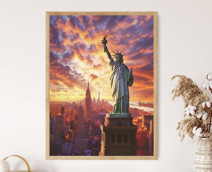 Affiche Statue de la Liberté – Impression artistique de New York au crépuscule
