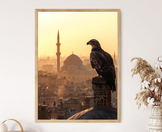 Affiche Aigle sur Damas – Impression Photo de Ville Ancienne du Moyen-Orient