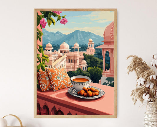 Affiche Petit-Déjeuner Jaipur – Art Masala Chai & Mirchi Vada