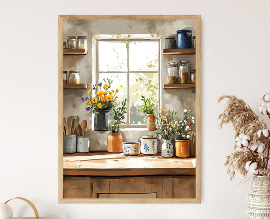 Affiche Cuisine Danoise – Poster Décor Nordique Rustique, Vaisselle en Céramique