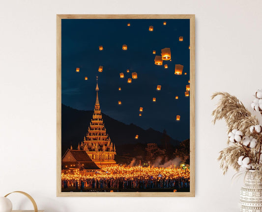 Affiche Festival des Lanternes Yi Peng – Poster de Chiang Mai Éclatant