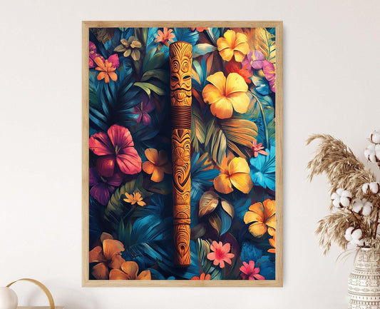 Affiche Maori Tokotoko – Impression Art, Sculpture et Héritage Floral