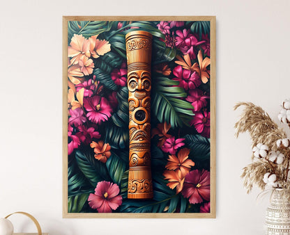 Affiche de Trompette de Guerre Maori – Impression Art Pu Kaea, Floral