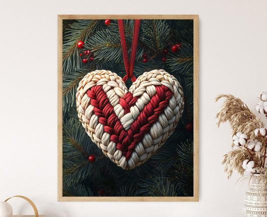 Affiche Cœur Tissé Danois – Poster Décor Noël Scandinave