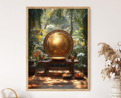 Affiche Gamelan Indonésien – Poster Art déco en laiton, illustration musicale