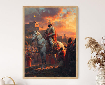 Affiche Shivaji Maharaj – Art Print pour le Nouvel An Marathi et Décor Festif