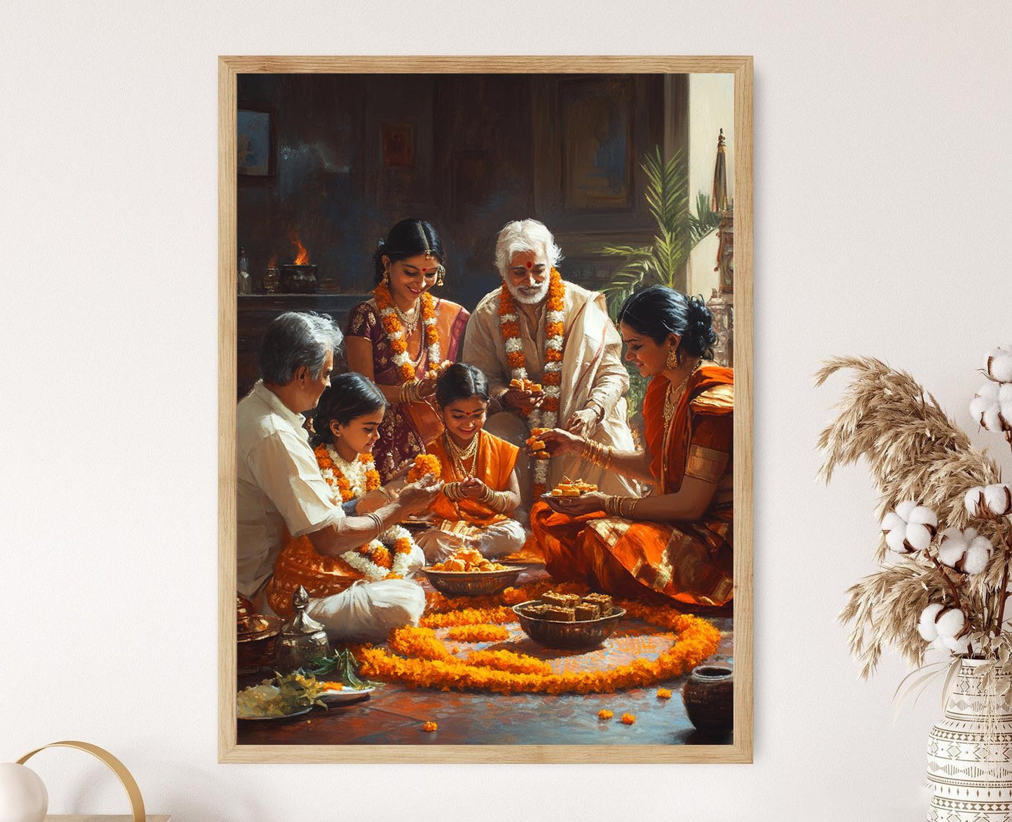 Affiche Gudi Padwa – Œuvre d'art familiale pour le Nouvel An Marathi