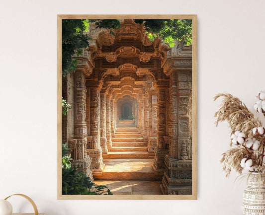 Affiche Architecture des Escaliers de Gujarati – Poster Art des Sculptures En Pierre