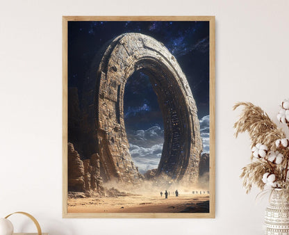 Affiche Science-Fiction – Illustration de portail cosmique dans le désert