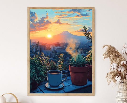 Affiche Jardin sur le Toit de Nairobi – Impression Thé Kényan & Vue du Mont Kenya