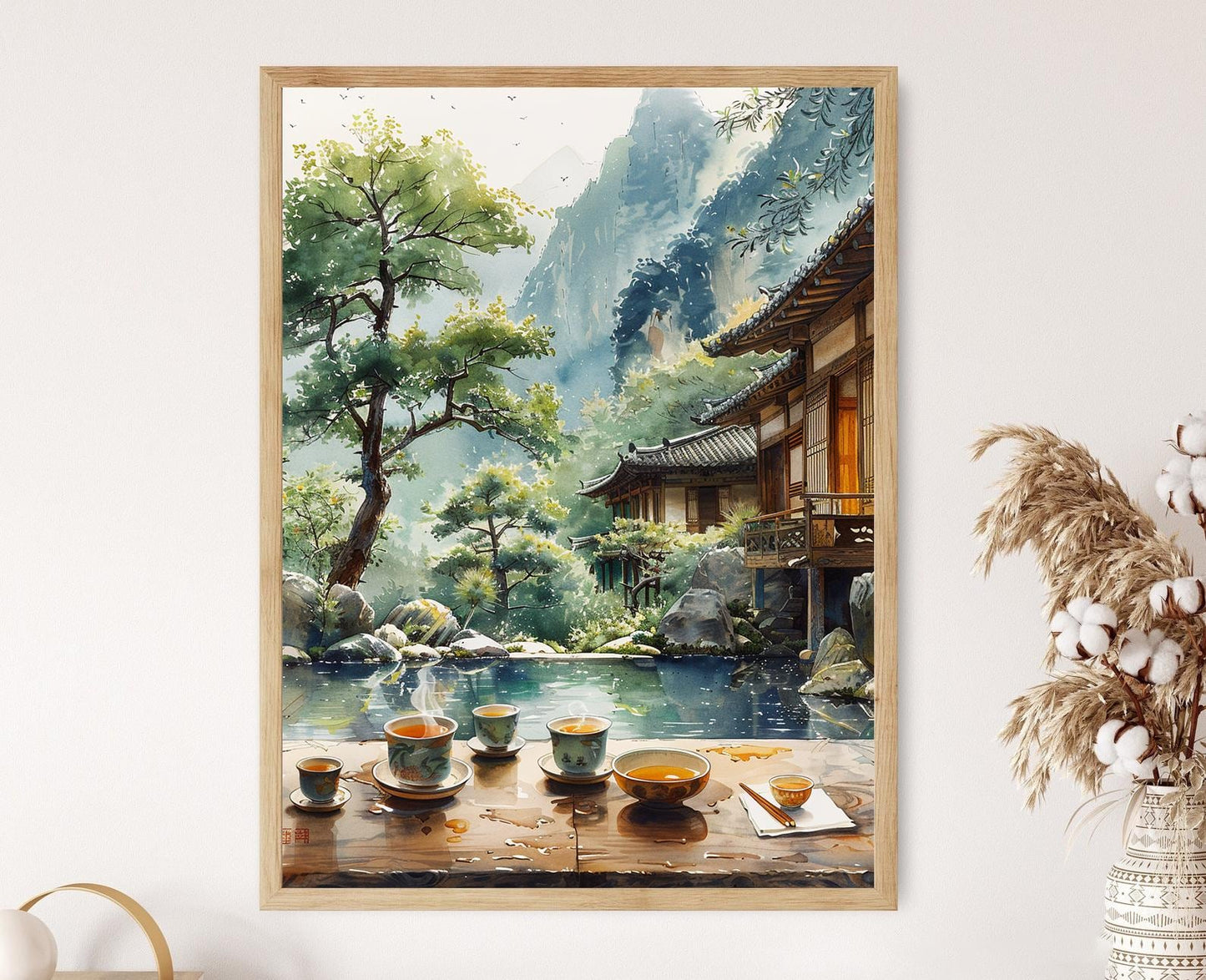 Affiche Cérémonie de Thé Coréenne – Poster Jardin Paisible