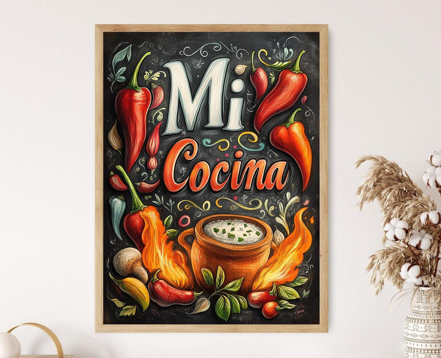 Affiche Cuisine Mexicaine – Poster Illustration de Piments Épicés