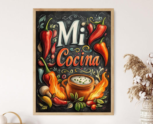 Affiche Cuisine Mexicaine – Poster Illustration de Piments Épicés