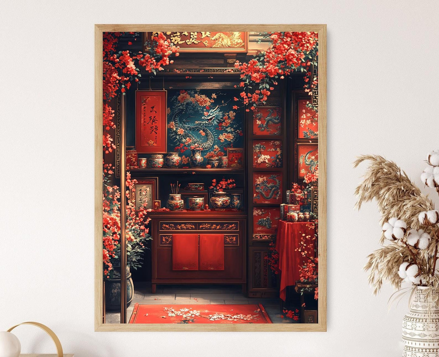 Affiche Dragon en Céramique – Poster Décor Chinois Élégant