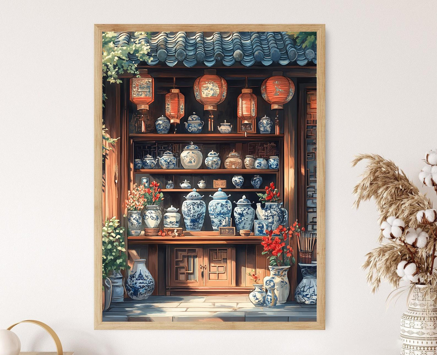 Affiche Art Chinois – Poster Découpe Papier et Calligraphie Élégante