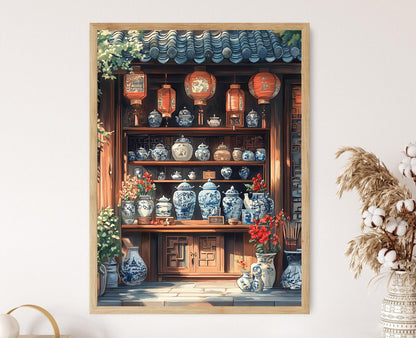 Affiche Art Chinois – Poster Découpe Papier et Calligraphie Élégante