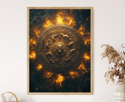 Affiche Médaillon du Zodiaque Chinois – Poster Art Traditionnelle Céleste