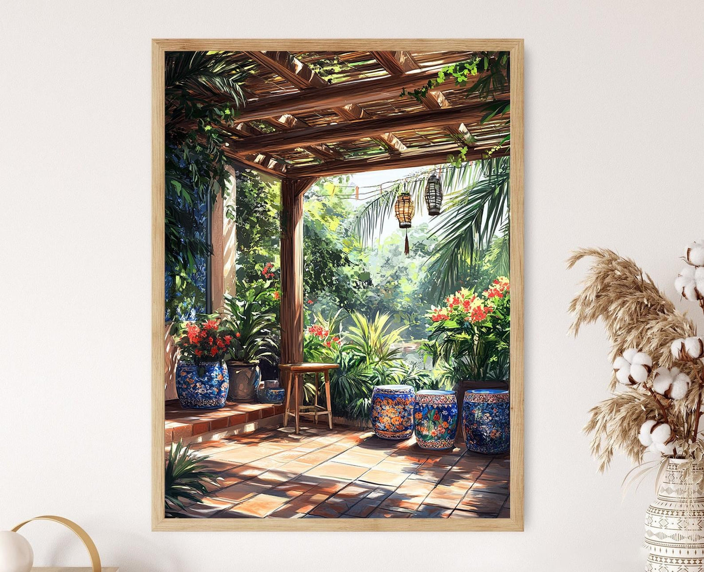 Affiche Art de Terrasse Guangzhou - Poster Décor Tropical en Bambou