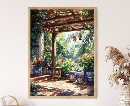 Affiche Art de Terrasse Guangzhou - Poster Décor Tropical en Bambou