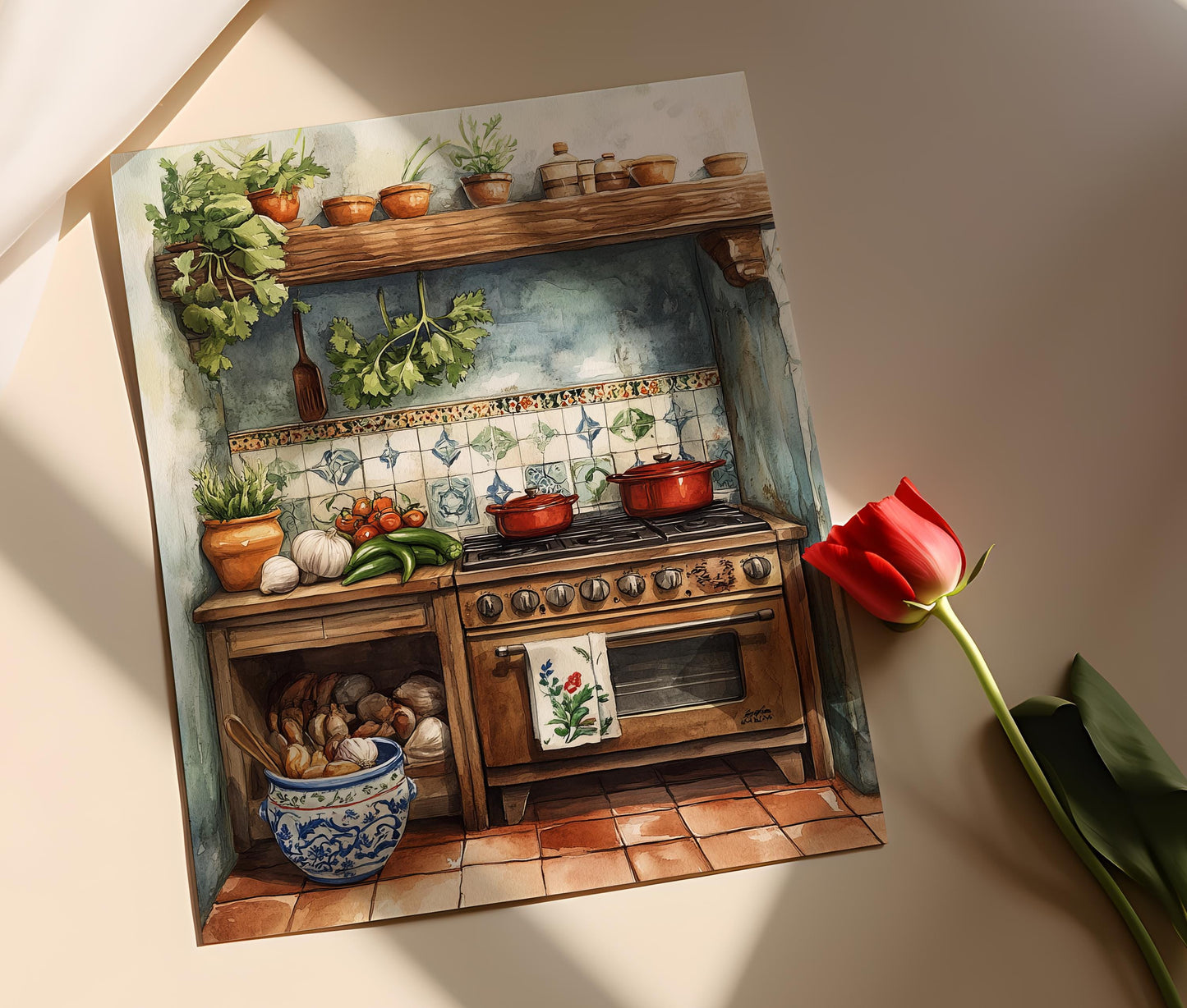 Affiche Cuisine Boricua – Poster Ingrédients de Sofrito et Céramiques