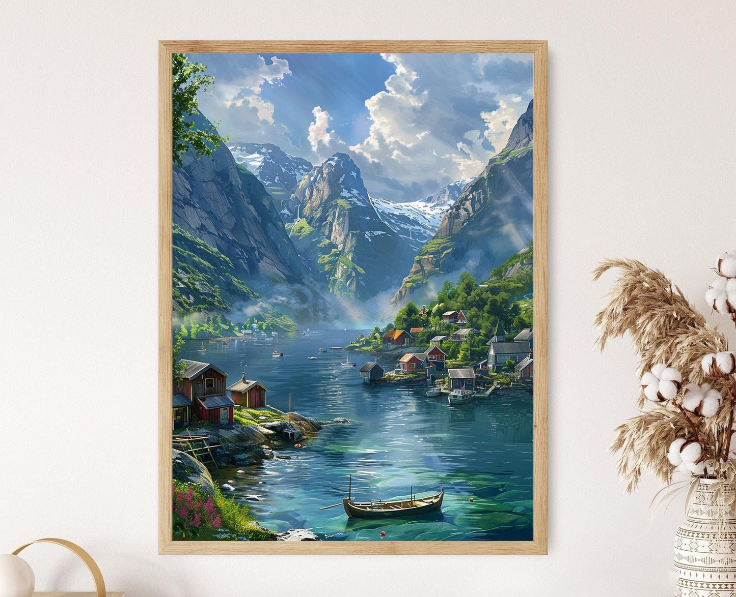 Affiche Fjords Norvégiens – Poster Dramatiques Falaises et Eaux Sérènes