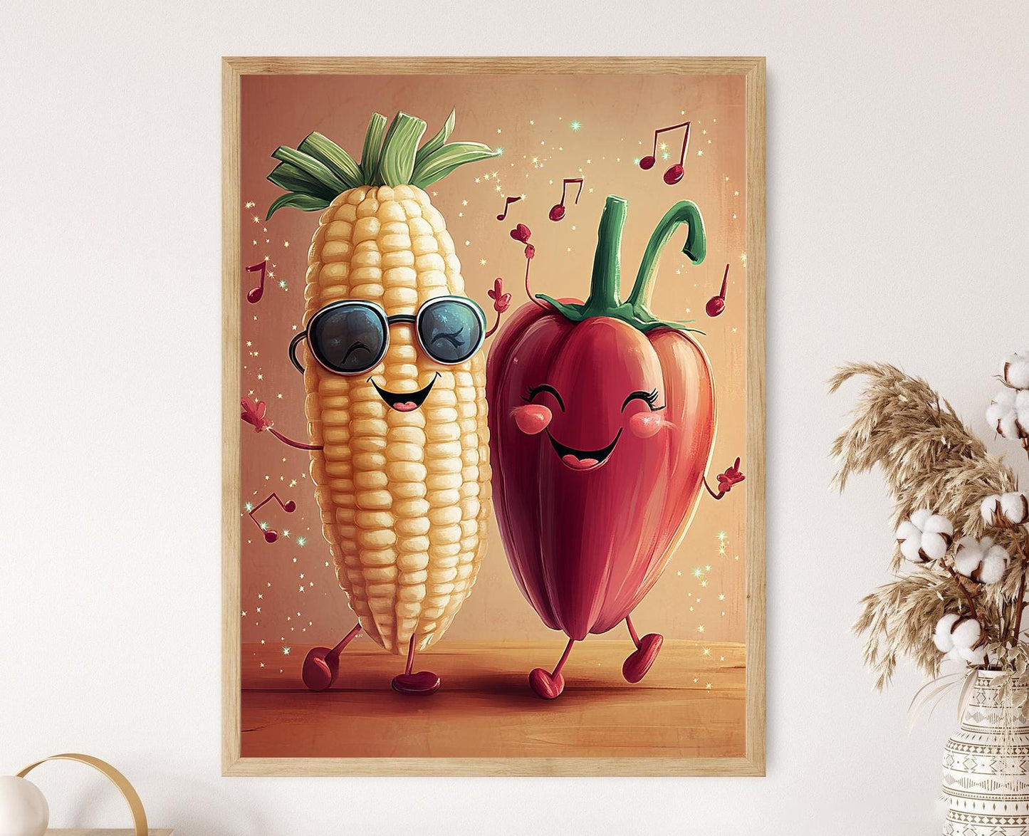 Affiche Maïs et Poivre dansant – Poster Humoristique pour Cuisine